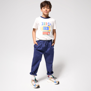 تي شيرت بأكمام قصيرة بنقوش أبيض للأولاد